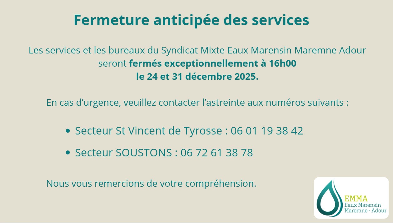 FERMETURES EXCEPTIONNELLES